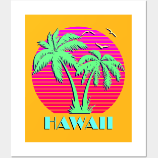 Hawaii Palm Trees Sunset Posters and Art